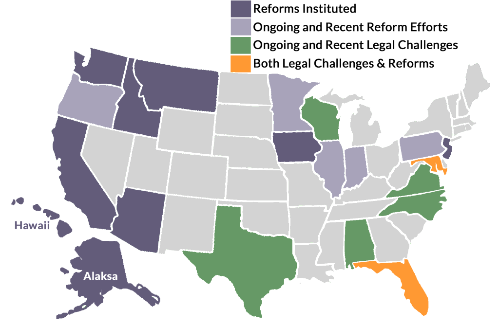 GerrymanderingReformStateMapOct2015DarkGreen