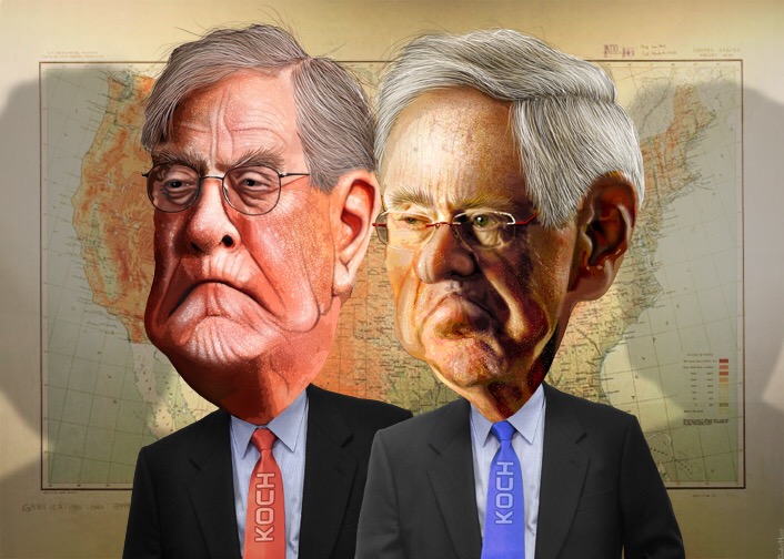 David and Charles Koch. Artwork (CC): DonkeyHotey.