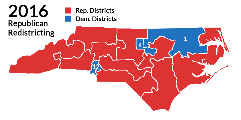 Map of North Carolina 2016 Redistricting Gerrymandering